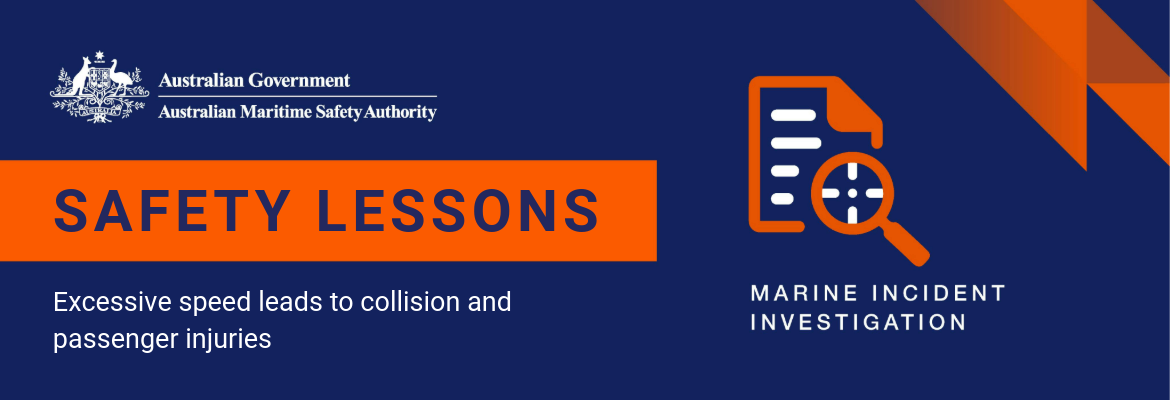 Excessive speed leads to collision and passenger injuries.